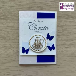 Kartka na Chrzest Święty „Granatowe motyle” - 15 na 10,5 cm