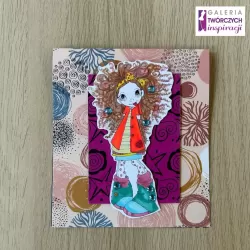Kartka okolicznościowa „Dziewczynka z lokami” - 15 x 13,5 cm