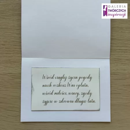 Kartka na rocznicę ślubu „Różowe róże i obrączki” - 10,5 x 15 cm