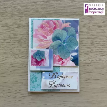 Kartka okolicznościowa „Błękitny kwiat” - 15 na 10,5 cm