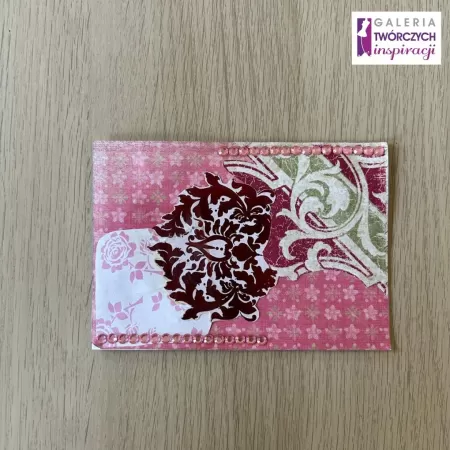 Kartka okolicznościowa „Różowa ornamentowa kompozycja” - 10,5 x 15 cm