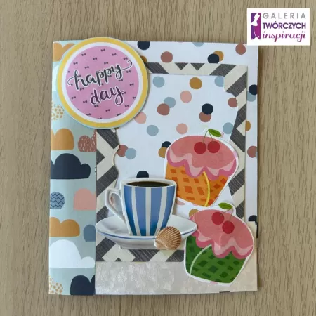 Kartka okolicznościowa „Happy Day” - 15 x 12,5 cm
